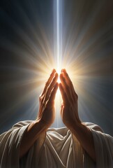 Divine Hands in Prayer: Radiance and Sacred Power