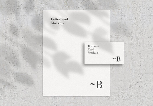 Letterhead and Single Business card Mockup
