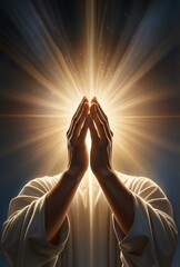 Divine Hands in Prayer: Radiance and Sacred Power