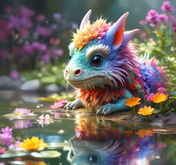 Fototapeta premium Illustration of adorable baby dragon.