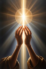Divine Hands in Prayer: Radiance and Sacred Power