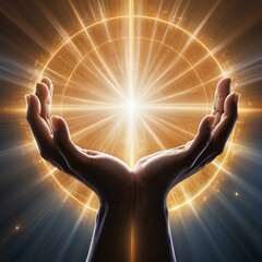 Divine Hands in Prayer: Radiance and Sacred Power