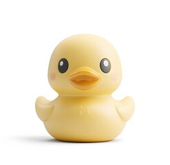 A Cute Yellow Rubber Duck Toy Isolated on White