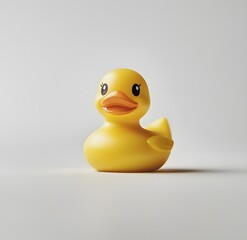 A Yellow Rubber Duck Toy On White Background