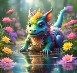 Illustration of adorable baby dragon.