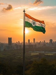 Indian flag waving in sky