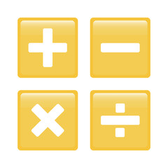 Obraz premium Vector illustration of addition, subtraction, multiplication and division mathematical symbols on white background. For educational books.