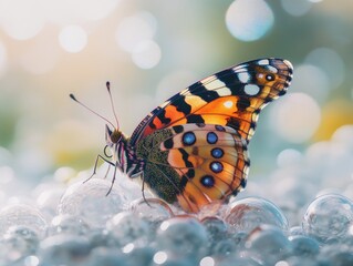 Obraz premium Butterfly on Bubble Pile