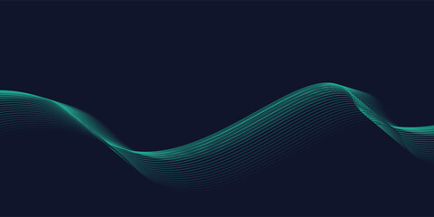 Abstract dark blue background with wave line pattern. Futuristic technology concept. Suit for banner, poster, cover, brochure, flyer.