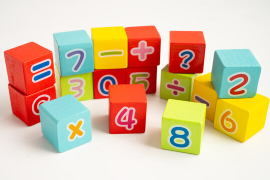 Math number colorful on white background, education study mathematics learning teach.