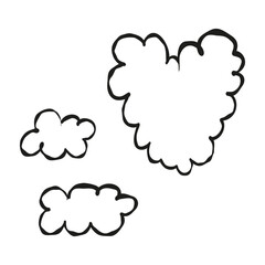 Hand drawn grunge hearts on isolated white background. Set of love signs. Unique image for design. Black and white illustration. Sketchy elements for design