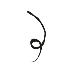 curved line with loops isolated on white. Hand drawn bold grunge wavy and swirled brush strokes. Simple childish vector scribbles and squiggles. Creative trendy style design.