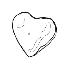 Hand drawn grunge hearts on isolated white background. Set of love signs. Unique image for design. Black and white illustration. Sketchy elements for design