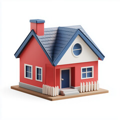 A small house in a cartoon or stylized style looks like a toy