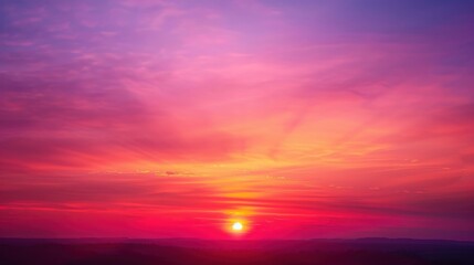 Fototapeta premium Breathtaking Sunset Over Horizon with Vibrant Purple and Pink Skies Creating a Dreamy Atmosphere for Nature Lovers and Photographers Alike