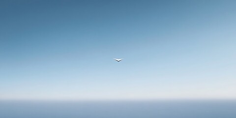 Floating Paper Airplane in the Sky, Negative Space Highlighting the Calm and Serenity of the Moment
