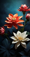 Obraz premium bouquet of red and yellow flowers