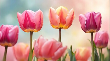 Fototapeta premium pink tulips in the garden