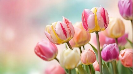 Obraz premium pink tulips on a green background