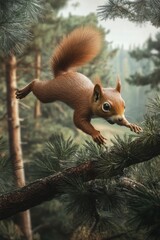 Fototapeta premium Squirrel on Tree Branch