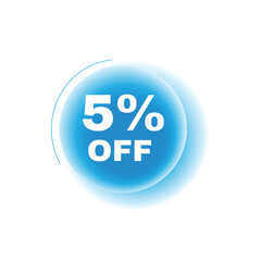 5 percent off, speech bubble modern circle design. Banner or announcement. vector sign isolated.