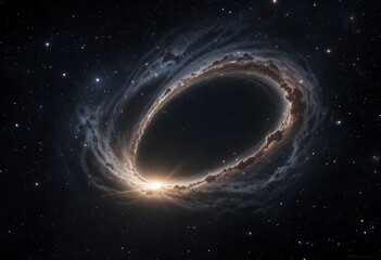 Cosmic Ring Nebula Space Galaxy Art Dark Background