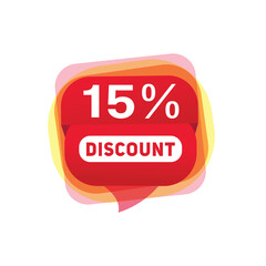 15 percent off sale label for great promotions and offers, vector illustration design.