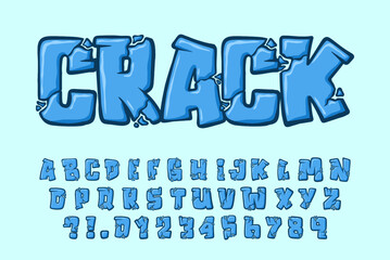 Alphabet Blue Crack Type Cartoon Vector