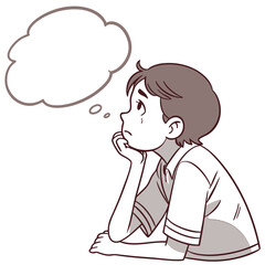 a boy is thinking vector