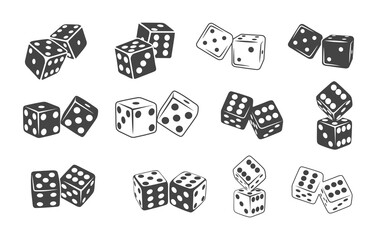 Two dice svg, Two dice silhouette, Two dice outline, Dice svg, Dice silhouette, Gambling svg, Dice clipart, Pair dice svg, Pair dice silhouette.