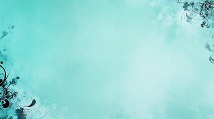 Abstract Teal Background With Floral Design Elements