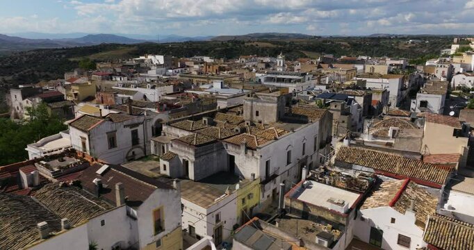 Small Town Of Bernalda In Basilicata Region Of Italy - Drone Shot