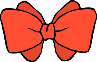 Retro Red Bow Squiggle Hand Drawn