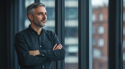 Fototapeta premium Man Standing at Window