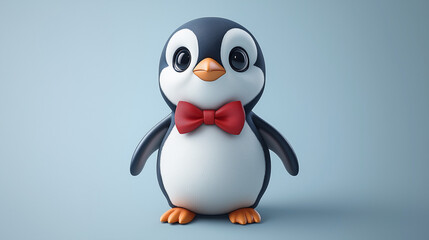 Obraz premium Cute Cartoon 3D penguin with big eyes