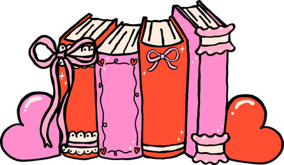 Retro Valentine Book Stack with bookend heart shape