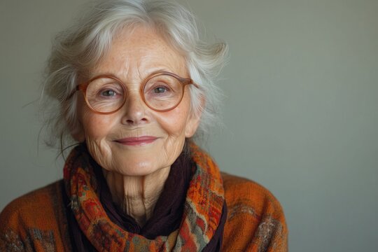 Portr&auml;ts von l&auml;chelnden &auml;lteren Menschen mit grauen Haaren und Brillen
