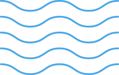 Ocean, sea waves flat simple lines icons symbols vector set - Blue line wave ornament