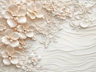 Elegant Cream Floral Design Wall Art Panel