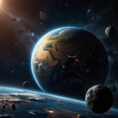 Obraz premium A detailed earth floating vastness space.