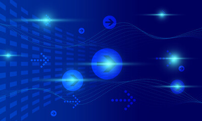 blue arrow shapes with lines circuit connecting network abstract high technology background