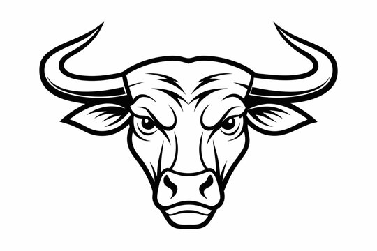 recommend clip art: Bull line art logo illustration black and white
                    