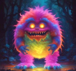 Illustration of fluffy and cute small monster.