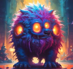 Obraz premium Illustration of fluffy and cute small monster.