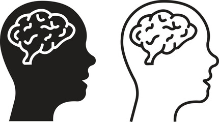 Set of mental state icons. Emotional support, Inspiration, Opportunity pictogram. Psychology therapy flat and outline signs. Intellectual Process symbols vectors isolated on transparent background.