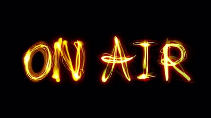 On air neon scribble banner glowing on a transparent alpha channel. Animated letters, hand drawn doodle style.