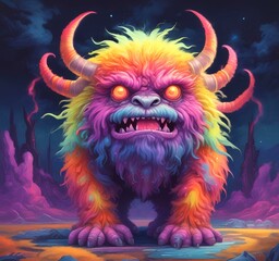 Naklejka premium Illustration of fluffy and cute small monster.