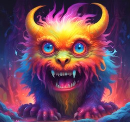 Obraz premium Illustration of fluffy and cute small monster.