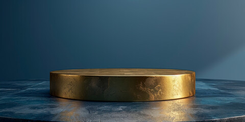 Luxurious circular podium, stage for advertising product demonstrations. Neon lighting.