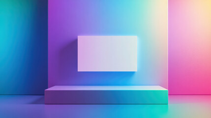 A vibrant gradient background featuring green, blue, and purple hues with a white rectangular shape in the center, ideal for creative storytelling or digital content